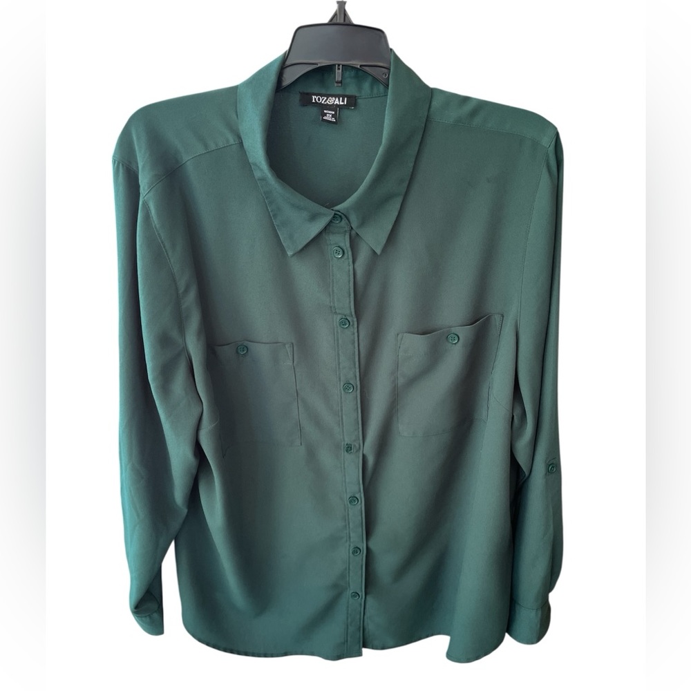 Roz & Ali Teal Button-Down Shirt